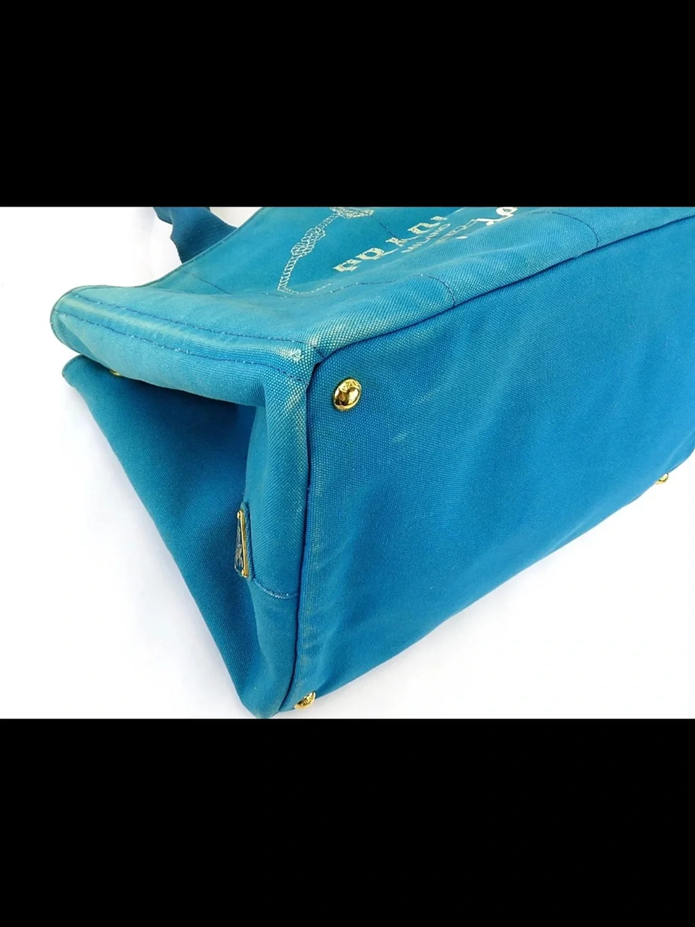 Prada Milano Teal Canvas Tote Bag